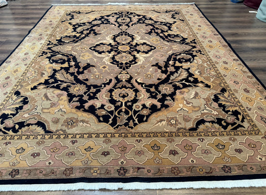 Handmade Wool Rug 8x10, Black & Dark Beige, Nourison, Traditional Rug - Nuvé