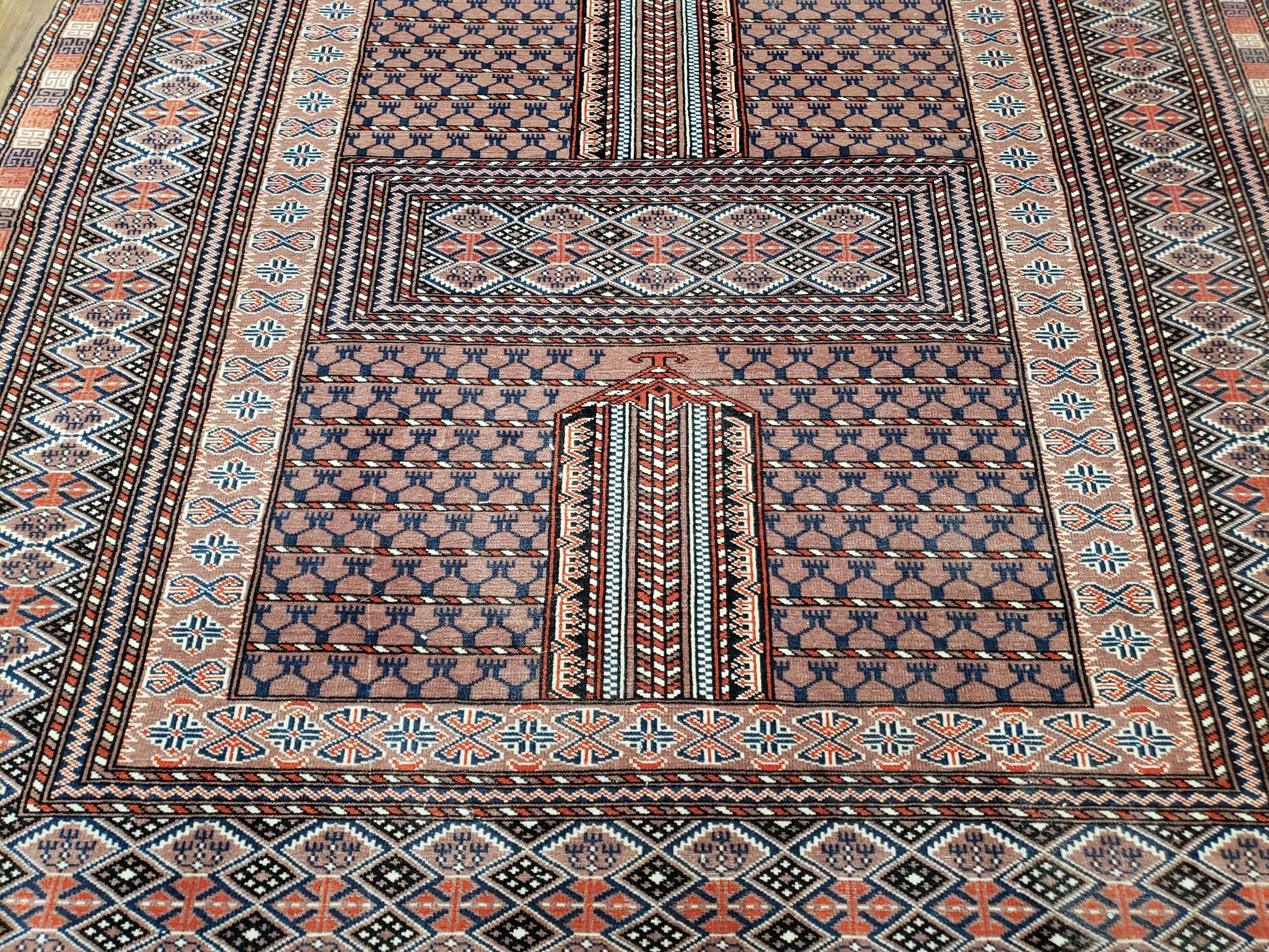 Vintage Turkoman Bokhara Rug 4x6, Four Seasons Pakistan Bukhara Turkmen Engsi Yamud Carpet, Fine Tribal Rug, Wool, Hand-Knotted, Brown, Nice - Nuvé