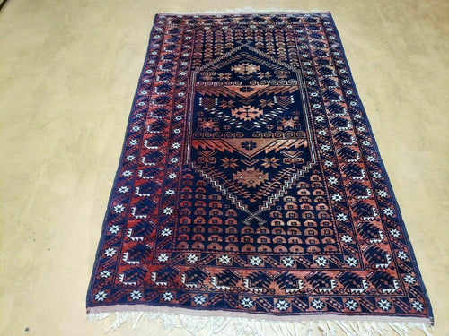 3' 4" X 5' 6" Vintage Handmade Pakistan Balouchi Balouch Tribal Wool Rug Nice - Nuvé