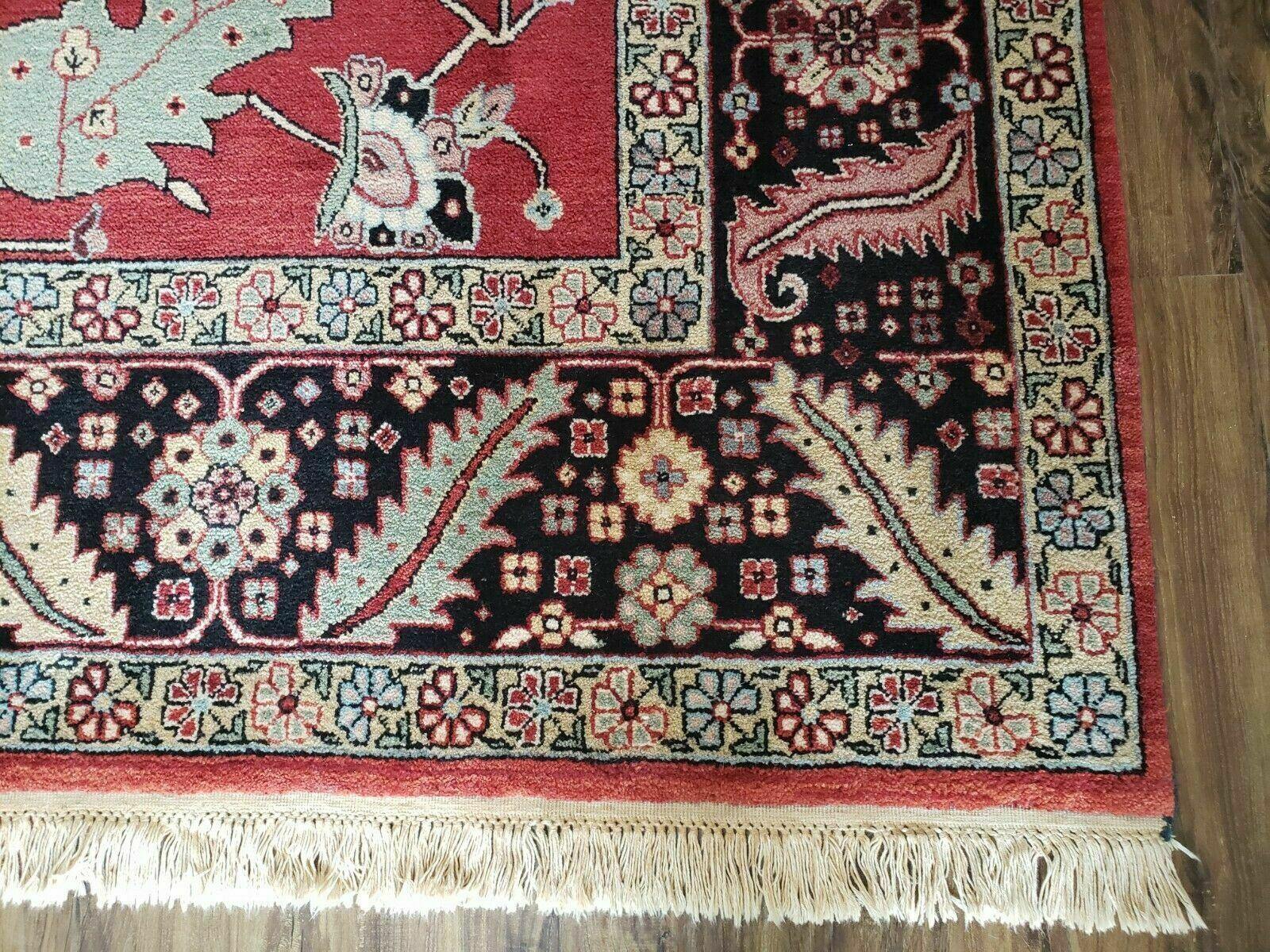 10' X 14' Vintage Hand Made Turkish Wool Rug Carpet Red Black Hand Knotted Nice - Nuvé