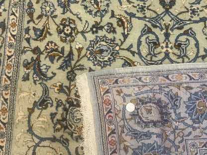 Persian Kashan Rug, Unique Colors, 225 KPSI, Light Green and Light Blue - Nuvé