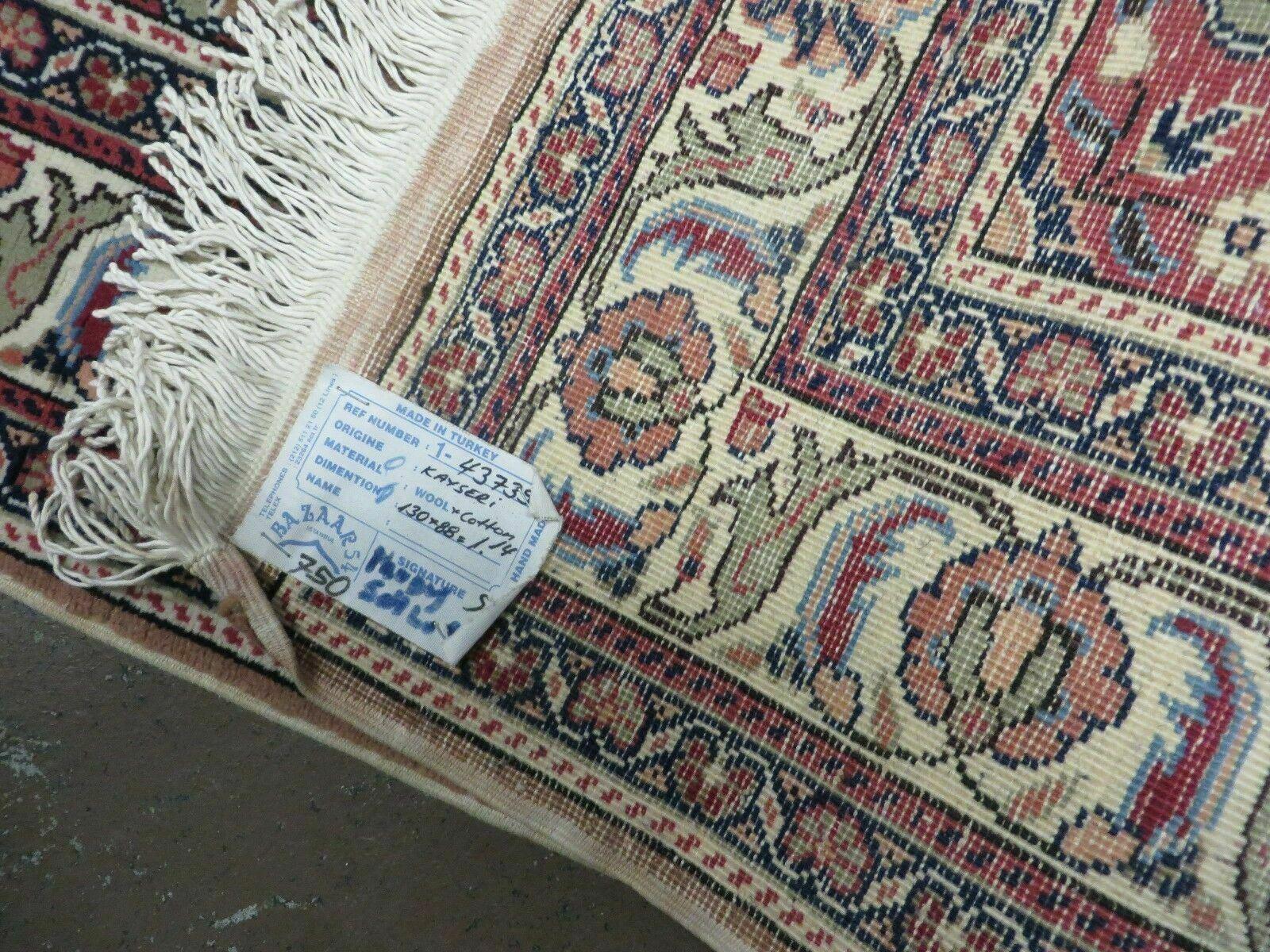 3' X 4' Vintage Handmade Turkish Kayseri Wool Cotton Rug Carpet Camel Hair Nice - Nuvé