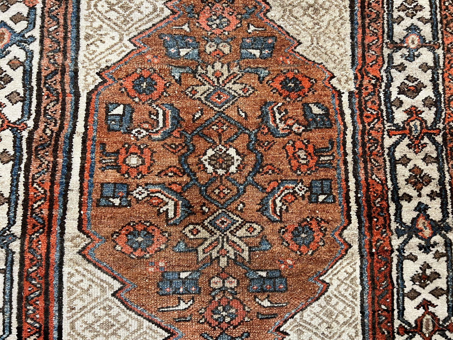 Rare Persian Tribal Runner Rug 3.5 x 10, Sarab Serab Kalegy Carpet, Antique 1920s Collectible Geometric Medallion Oriental Wool Runner, Hand Knotted, Camel Hair Color - Nuvé