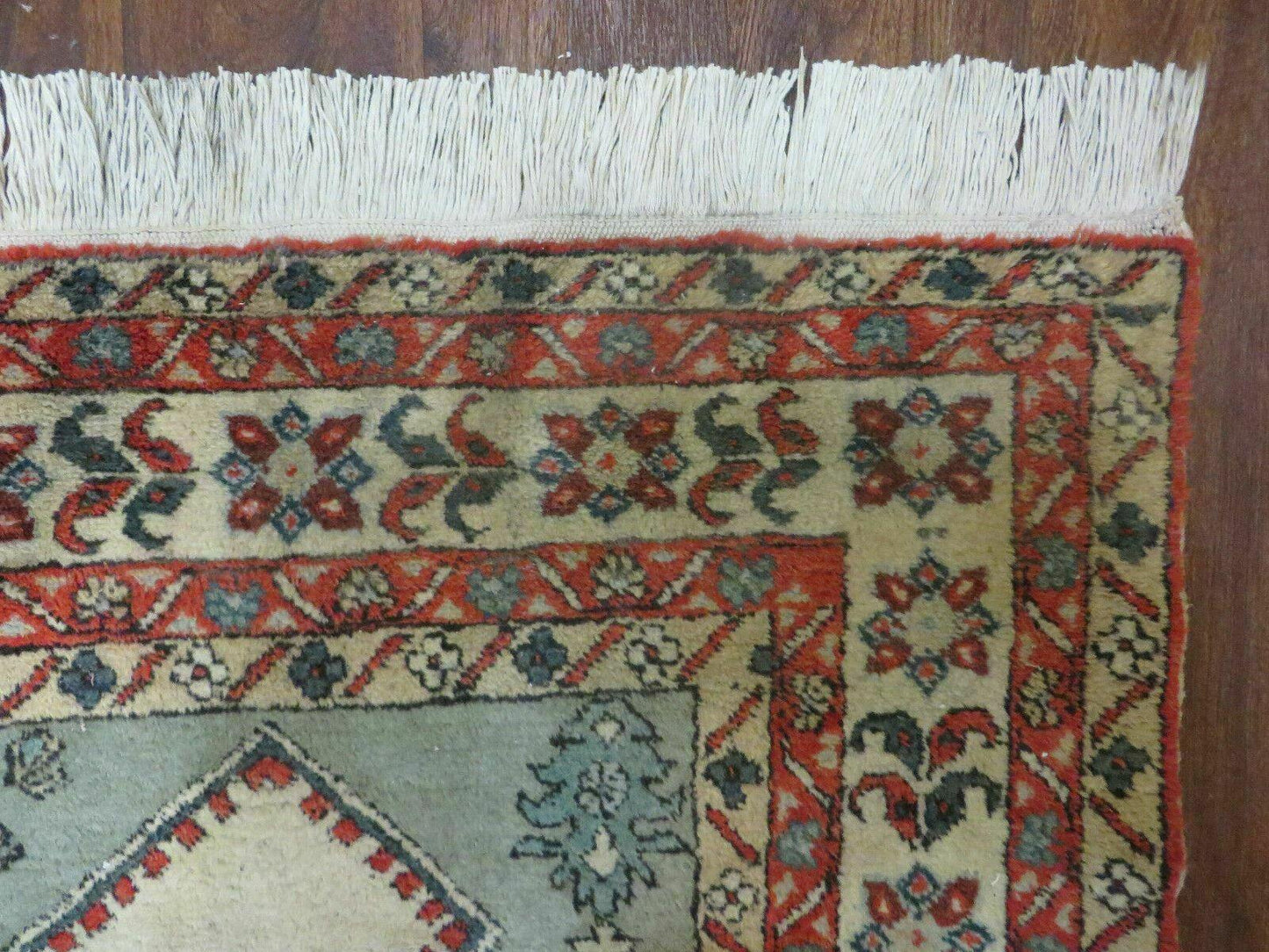 4' X 7' Vintage Handmade Knotted Rug India Caucasian Wool Soft Green Organic - Nuvé