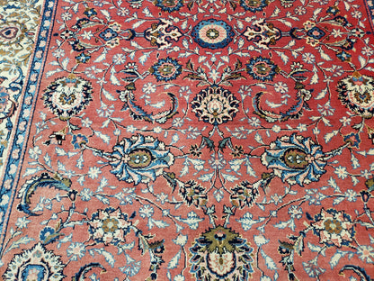 Semi Antique Persian Kashan, Red & Cream, Hand-Knotted, Wool, 4' 8" x 6' 6", Pair A - Nuvé