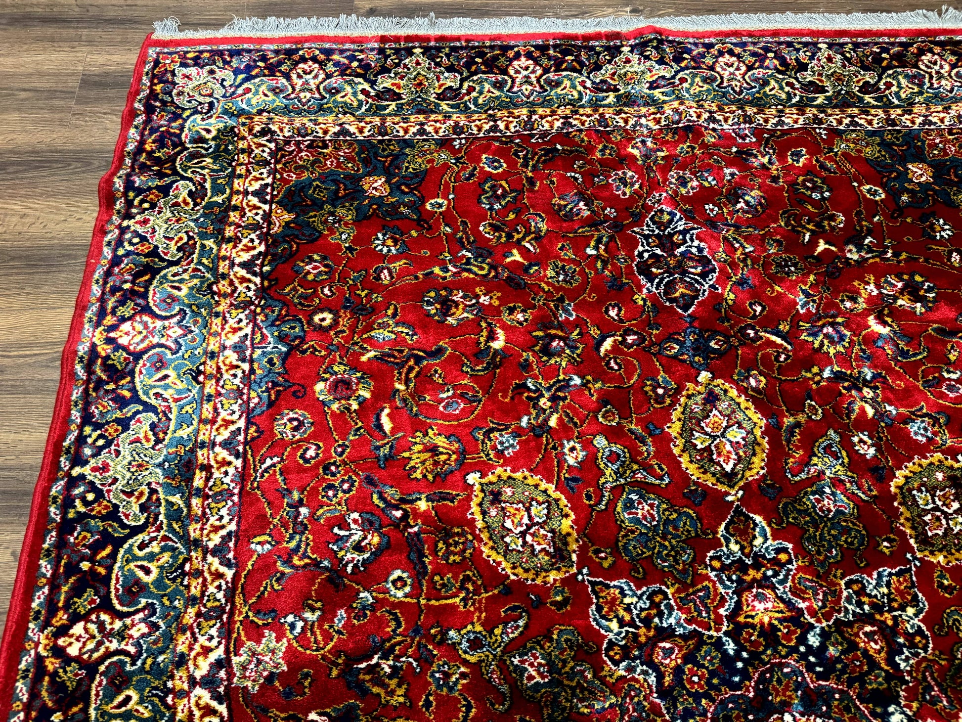 Red Persian Rug 6x9, Medallion Carpet, Ardebil Design, Vintage Belgium Power Loomed Carpet - Nuvé