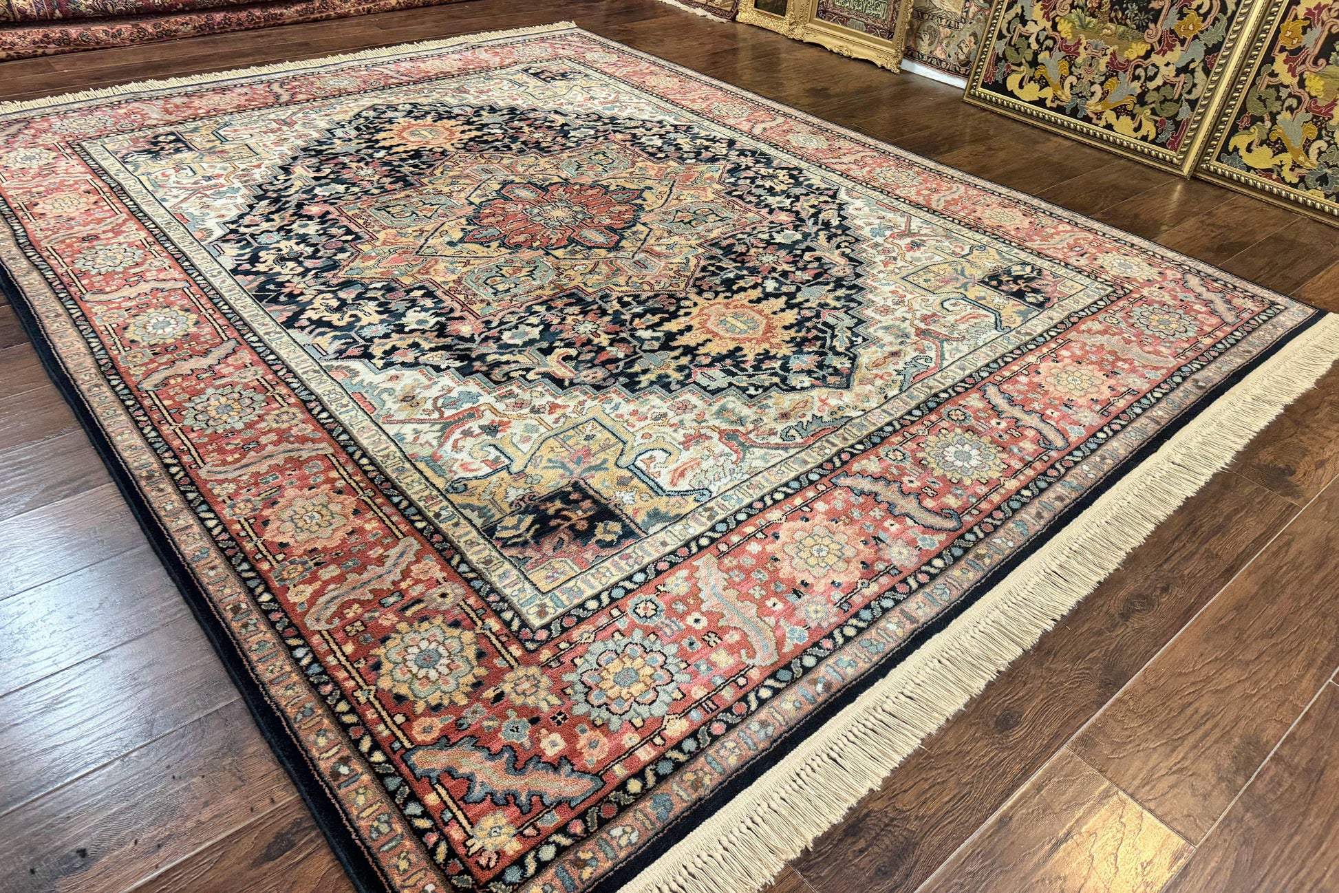 Karastan Navy Heriz #700/701 Rug, 8.8 x 10.6 Karastan Carpet, Wool Pile, Discontinued Vintage Karastan Rug, Original 700 Series, Geometric - Nuvé