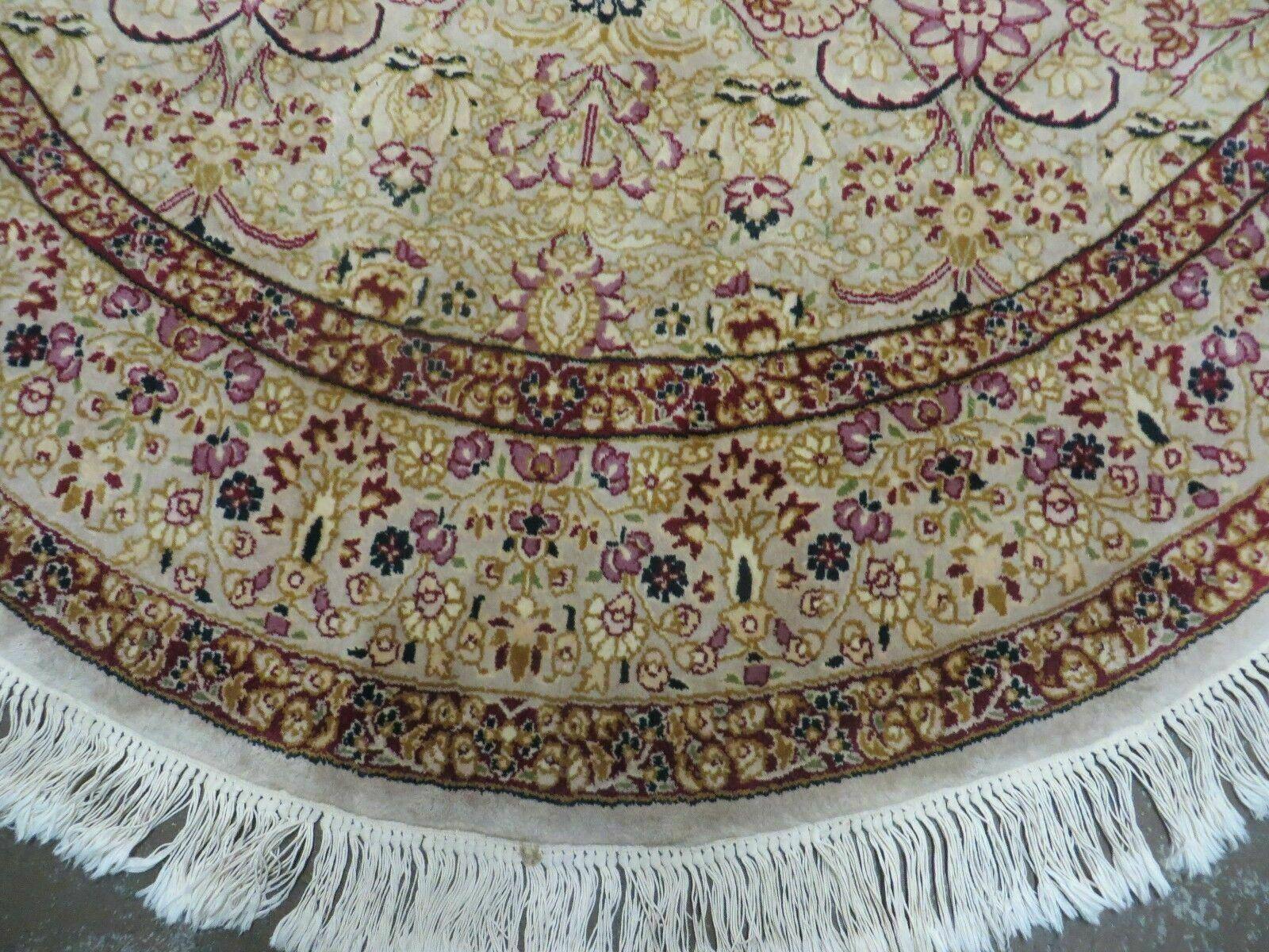 6' Handmade Fine Indian Wool Rug Carpet Round Silk Accent Beauty - Nuvé