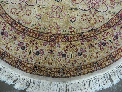 6' Handmade Fine Indian Wool Rug Carpet Round Silk Accent Beauty - Nuvé