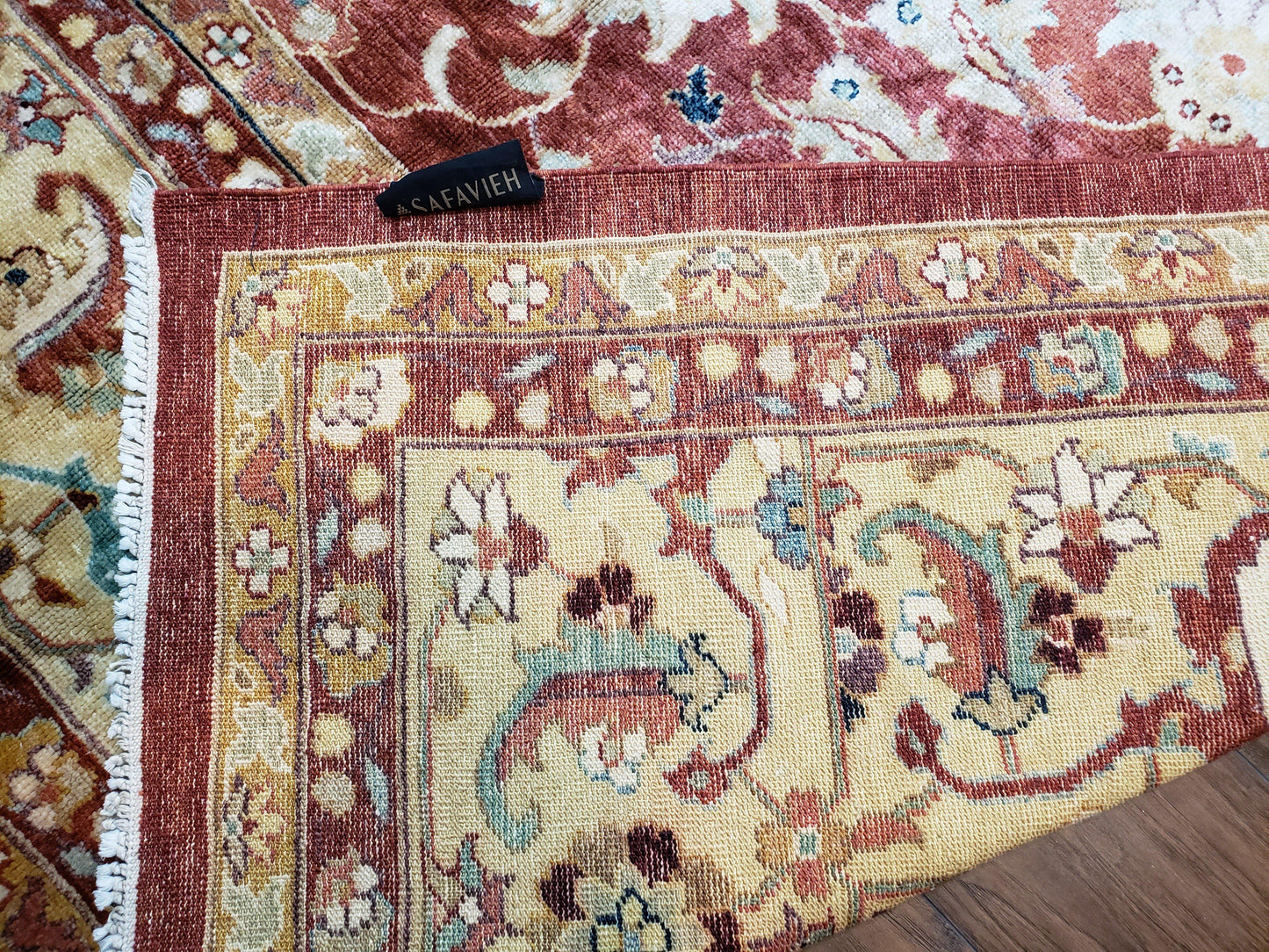 Safavieh Room Sized Rug 10x14, Wool Hand-Knotted Auburn Red & Light Gold Egyptian Mahal Oriental Carpet, 10 x 14 Large Living Room Rug - Nuvé