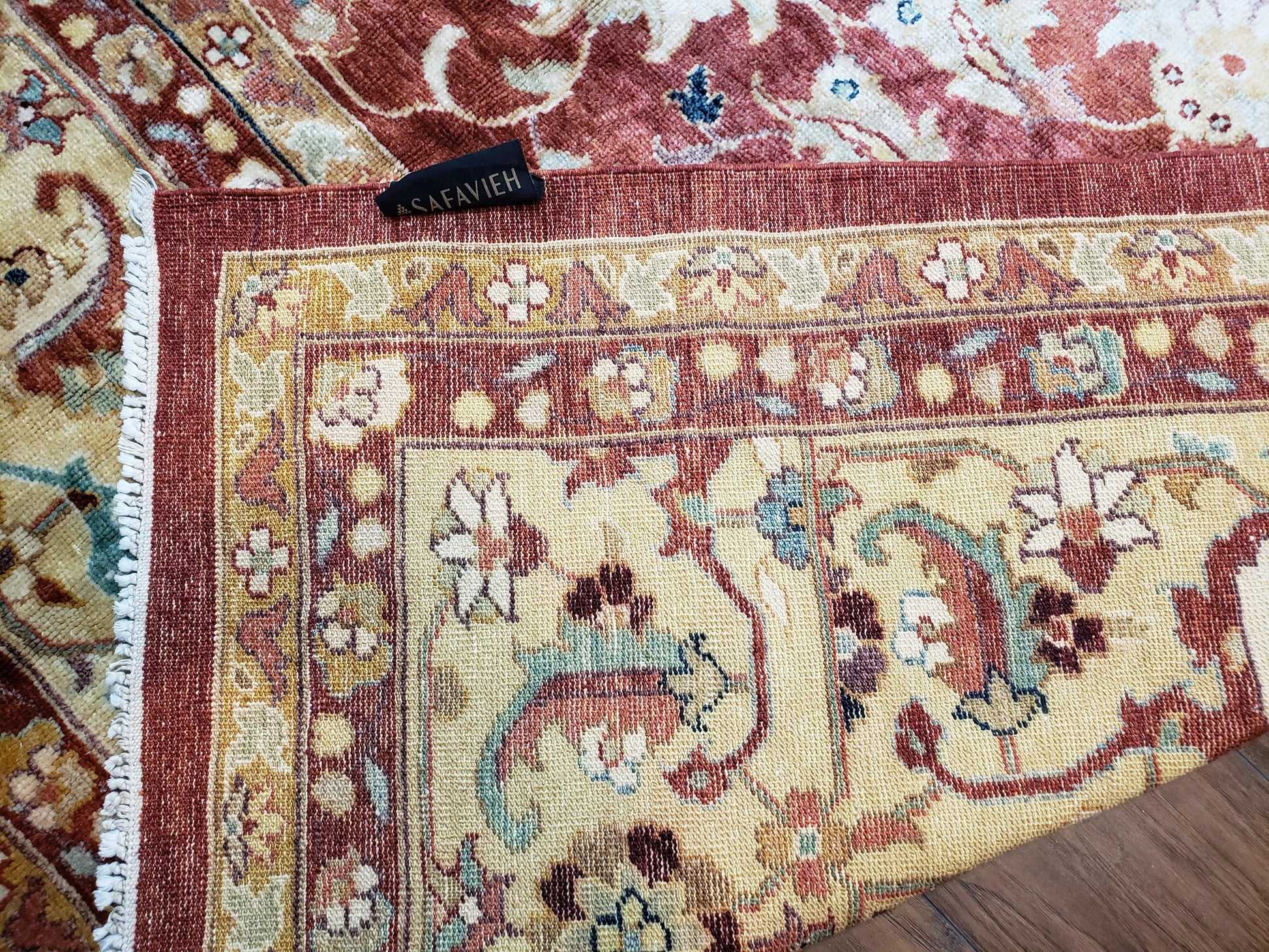 Safavieh Room Sized Rug 10x14, Wool Hand-Knotted Auburn Red & Light Gold Egyptian Mahal Oriental Carpet, 10 x 14 Large Living Room Rug - Nuvé
