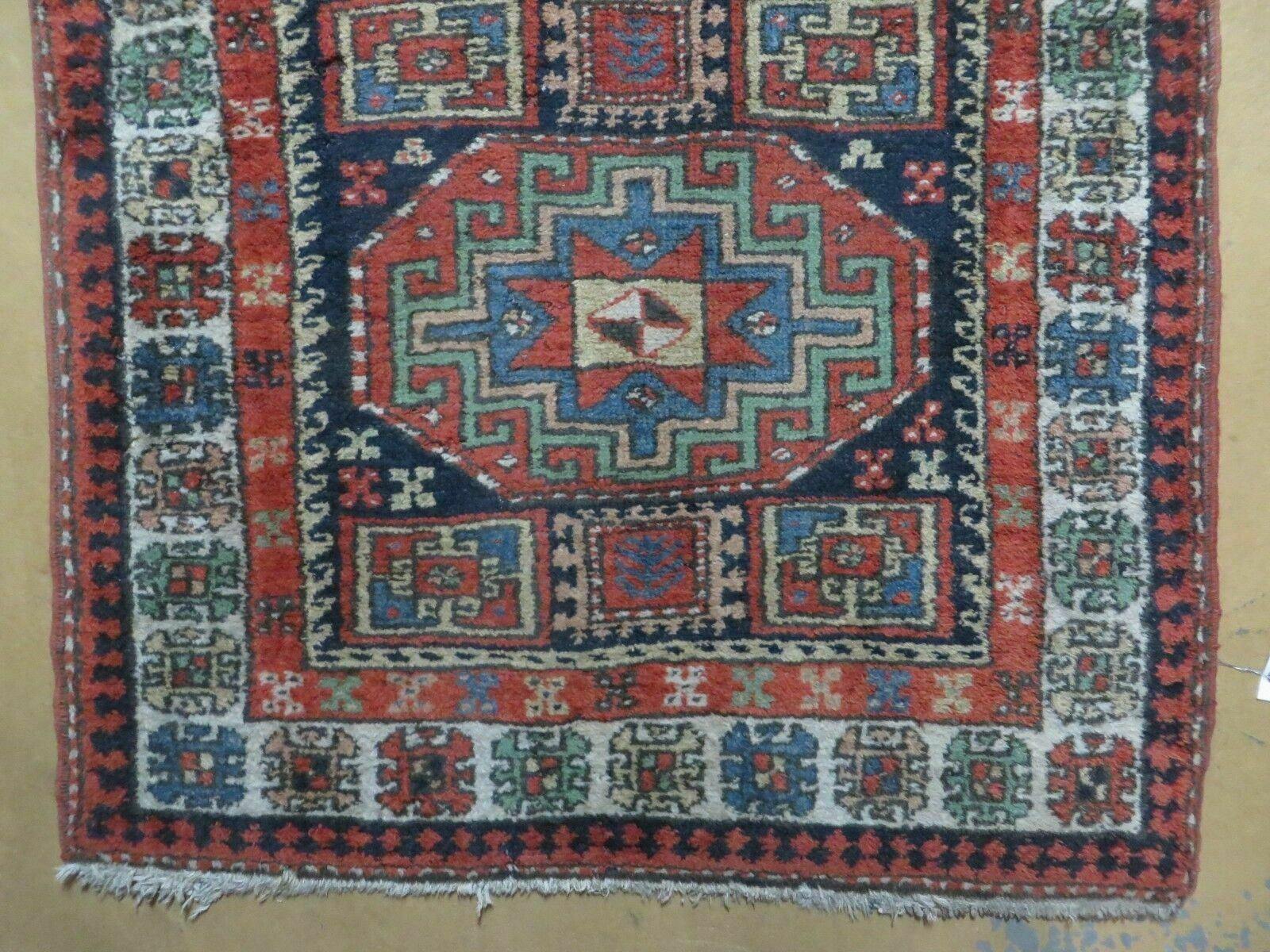 3 '4" X 10' Vintage Handmade Turkish Kazak Caucasian Wool Runner Rug Red Nice - Nuvé