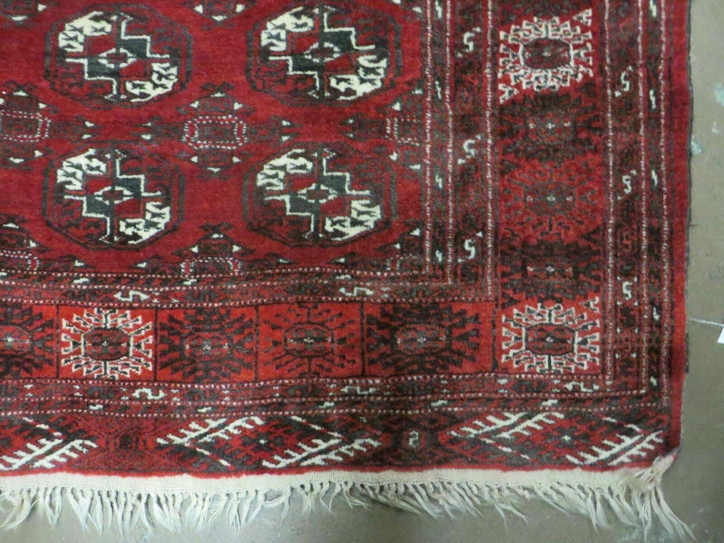 4' 5" X 5' 7" Semi Antique Handmade Afghan Yamud Turkoman Bokhara Wool Rug - Nuvé