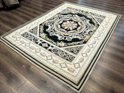 Aubusson Rug 6x8, European Design, Lion Pictorials, Black - Nuvé