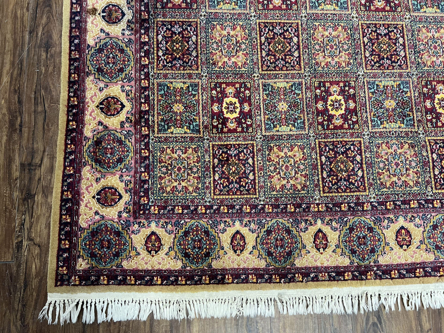 Indo Persian Silk Rug 4x6, Panel Design, Small Flowers, Hand Knotted, Fine Weave, Oriental Carpet 4 x 6, Vintage Area Rug, Beautiful Rug - Nuvé