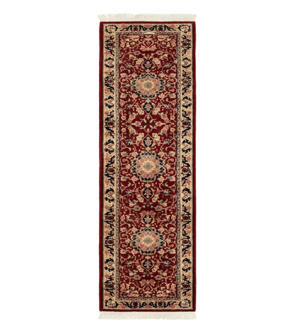 Short Runner Rug 2x6, Fine 200 KPSI, Red Floral Medallion, Wool and Silk Highlights, Persian Runner Rug, Traditional, Sino Persian