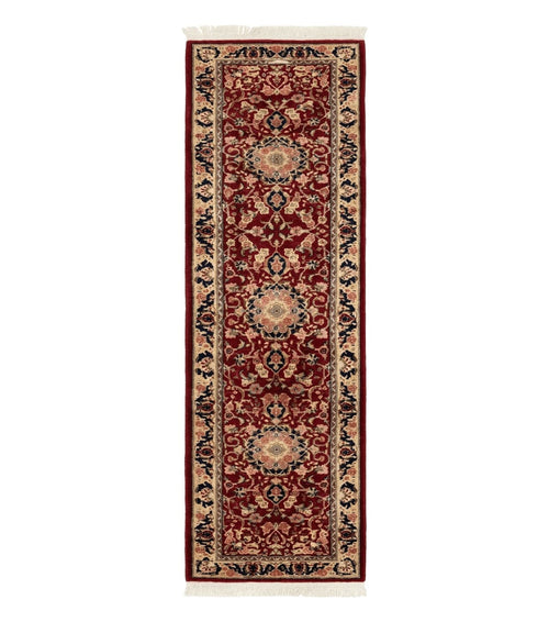 Short Runner Rug 2x6, Fine 200 KPSI, Red Floral Medallion, Wool and Silk Highlights, Persian Runner Rug, Traditional, Sino Persian
