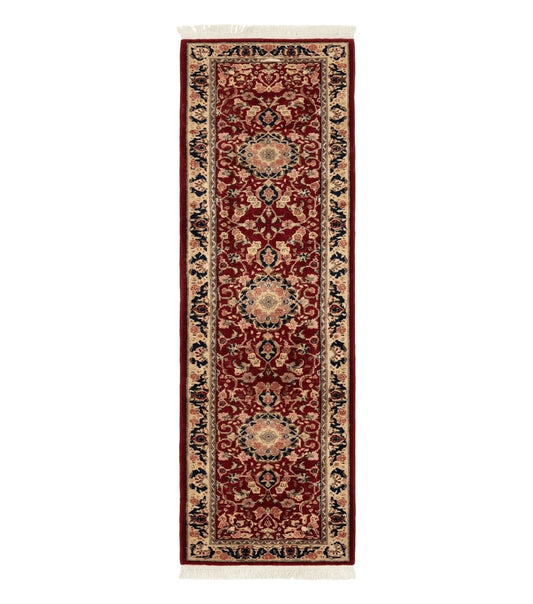 Short Runner Rug 2x6, Fine 200 KPSI, Red Floral Medallion, Wool and Silk Highlights, Persian Runner Rug, Traditional, Sino Persian