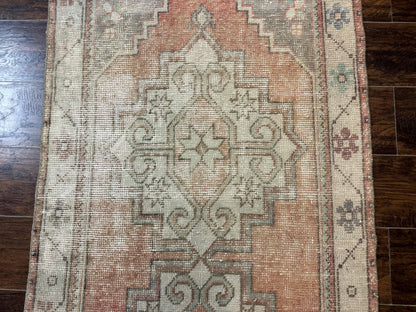 Antique Turkish Runner Rug 3 x 9.6, Farmhouse Rug, Geometric Runner, Handmade, Vintage Rug for Modern Home - Nuvé