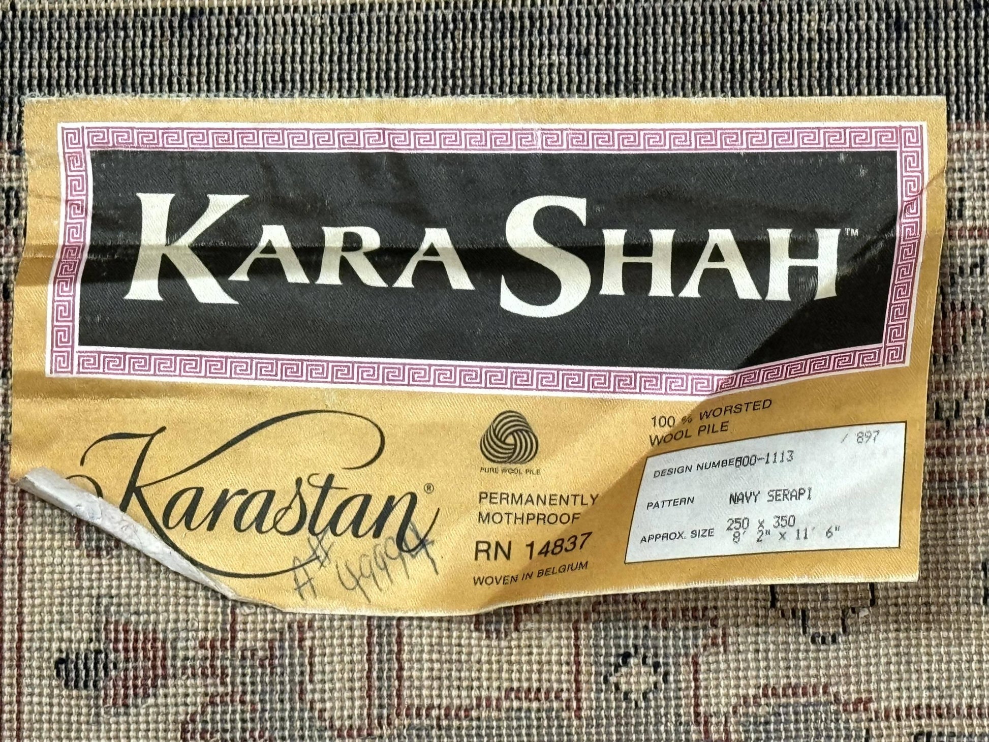 Karastan Rug 8x11 Navy Serapi, Kara Shah Rug, Navy Blue, Vintage Karastan Area Rug Wool Pile Karastan Rug - Nuvé