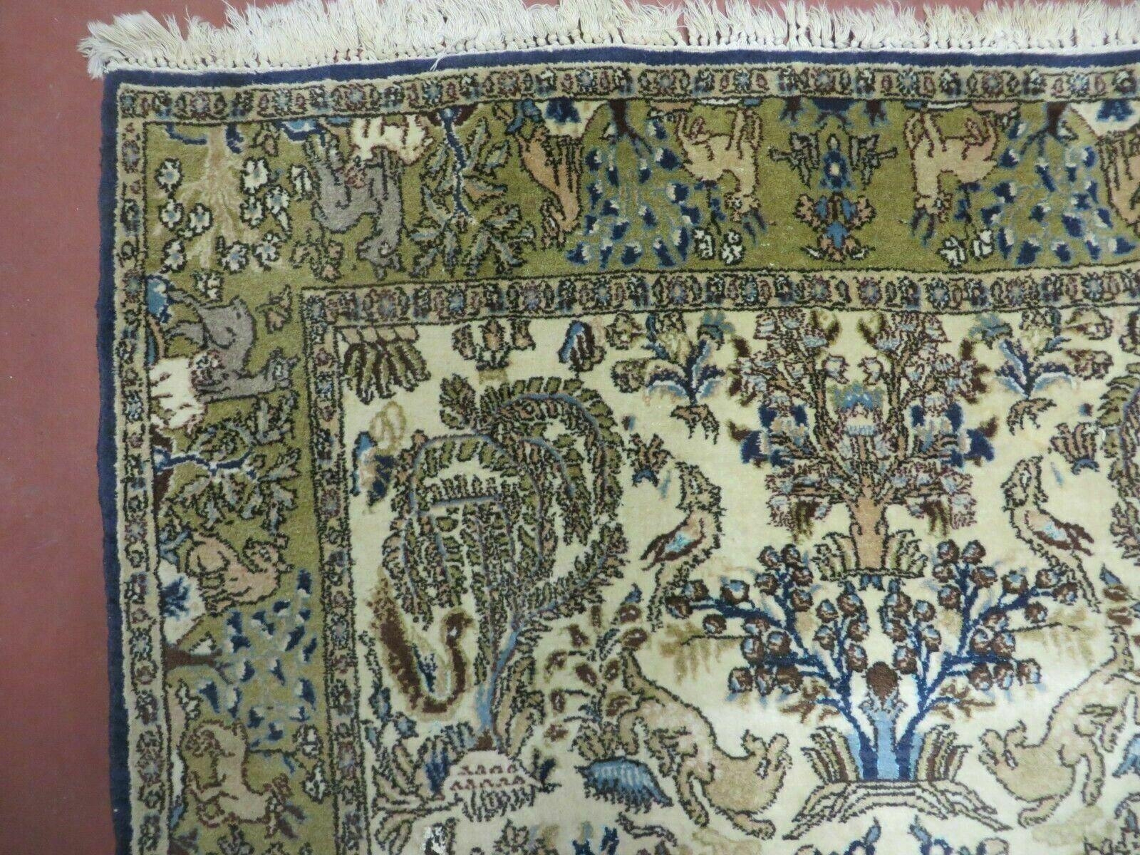 4' X 6 Handmade India Oriental Fine Pictorial Tree Of Life Wool Silk Rug Wow - Nuvé
