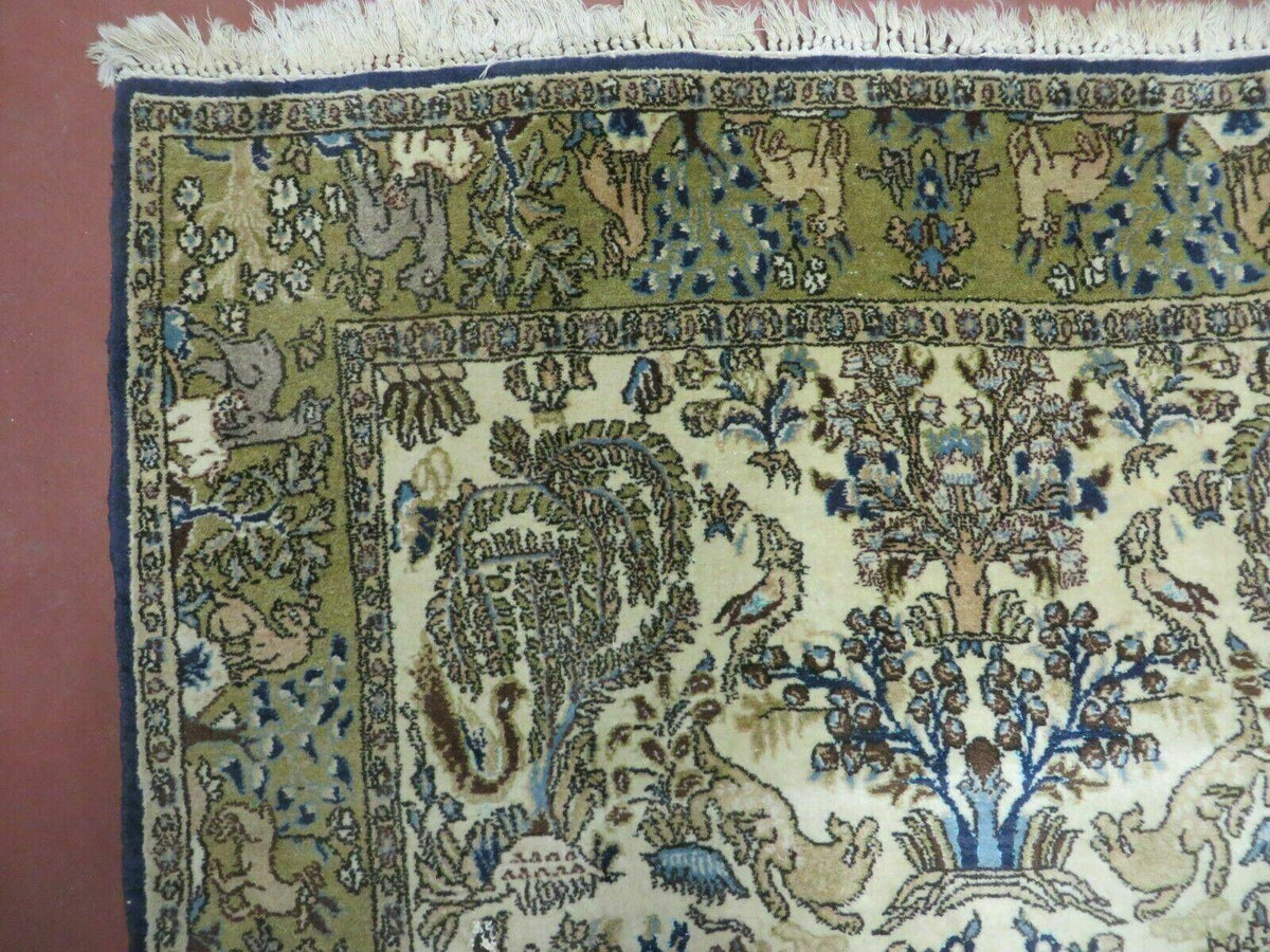 4' X 6 Handmade India Oriental Fine Pictorial Tree Of Life Wool Silk Rug Wow