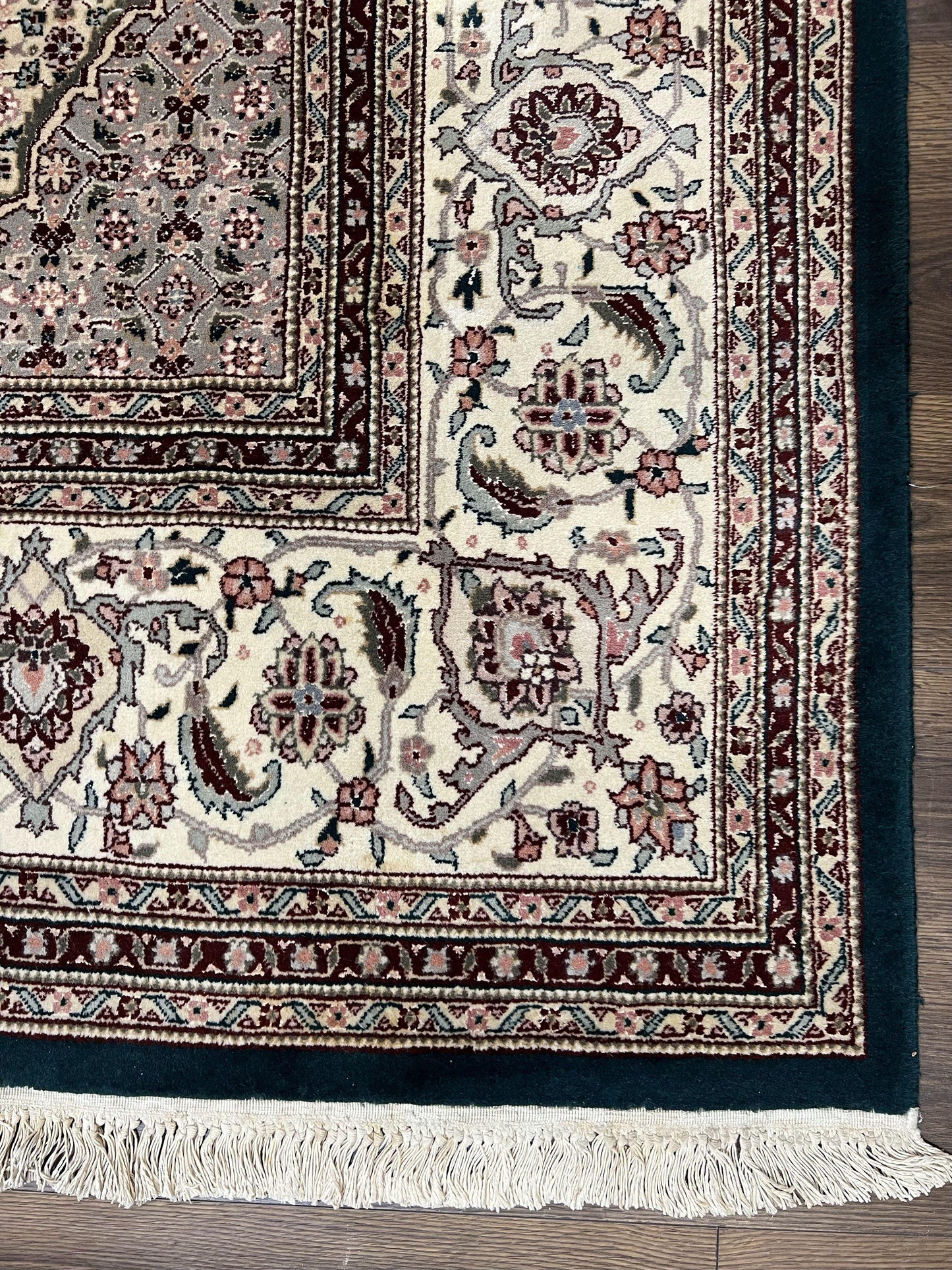 Sino Persian Rug 9x12, Dark Green and Ivory, Medallion, Mahi Herati, Elegant Oriental Carpet, Wool Hand Knotted Traditional Room Sized Rug - Nuvé
