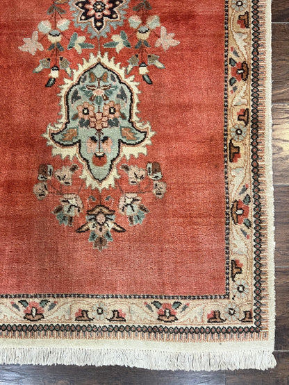 Persian Tabriz Runner Rug 3 x 12, Vintage Hand Knotted Wool Oriental Hallway Carpet, Light Red Beige Tan, Fine Weave, Semi Open Field, Traditional - Nuvé