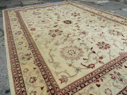 10' X 14' Vintage Hand Knotted Made Indian Agra Wool Rug Vegetable Dyes - Nuvé