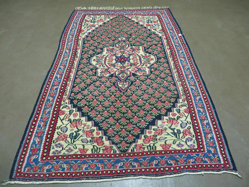 4' X 6' Vintage Handmade Turkish Flat weave Rug Tribal - Nuvé