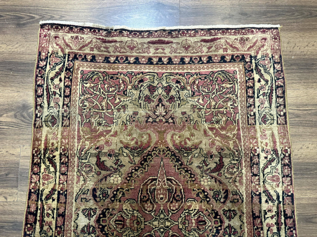 Antique Persian Lavar Rug 3x5, Persian Kerman Rug, Traditional Persian Carpet