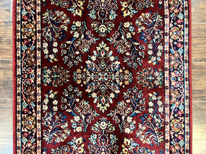 Karastan Rug 3x5 Red Sarouk #785, Small Karastan Wool Pile Rug, Original 700 Series, Discontinued Vintage Karastan Carpet - Nuvé