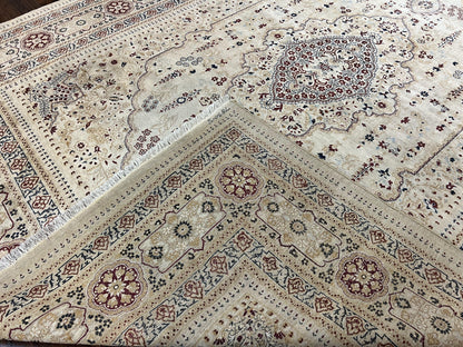 Pak Persian Rug 9x11, Very Fine Hand Knotted Oriental Carpet, Haji Jalili Design, Ivory/Cream, Wool Handmade Room Sized Rug 9 x 11 ft, Nice - Nuvé