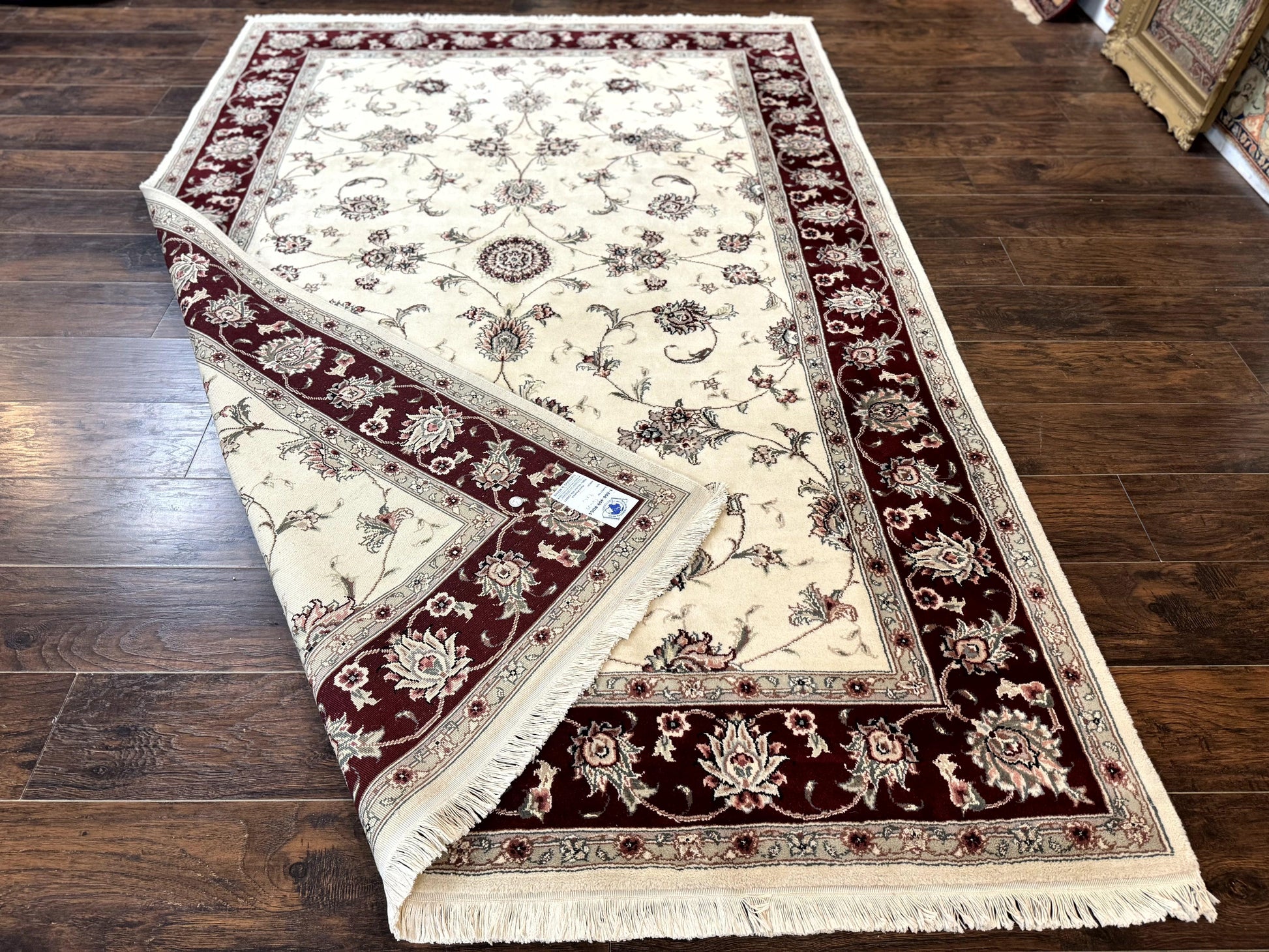 Ivory and Burgundy Pak Persian Rug 6x9 - Nuvé