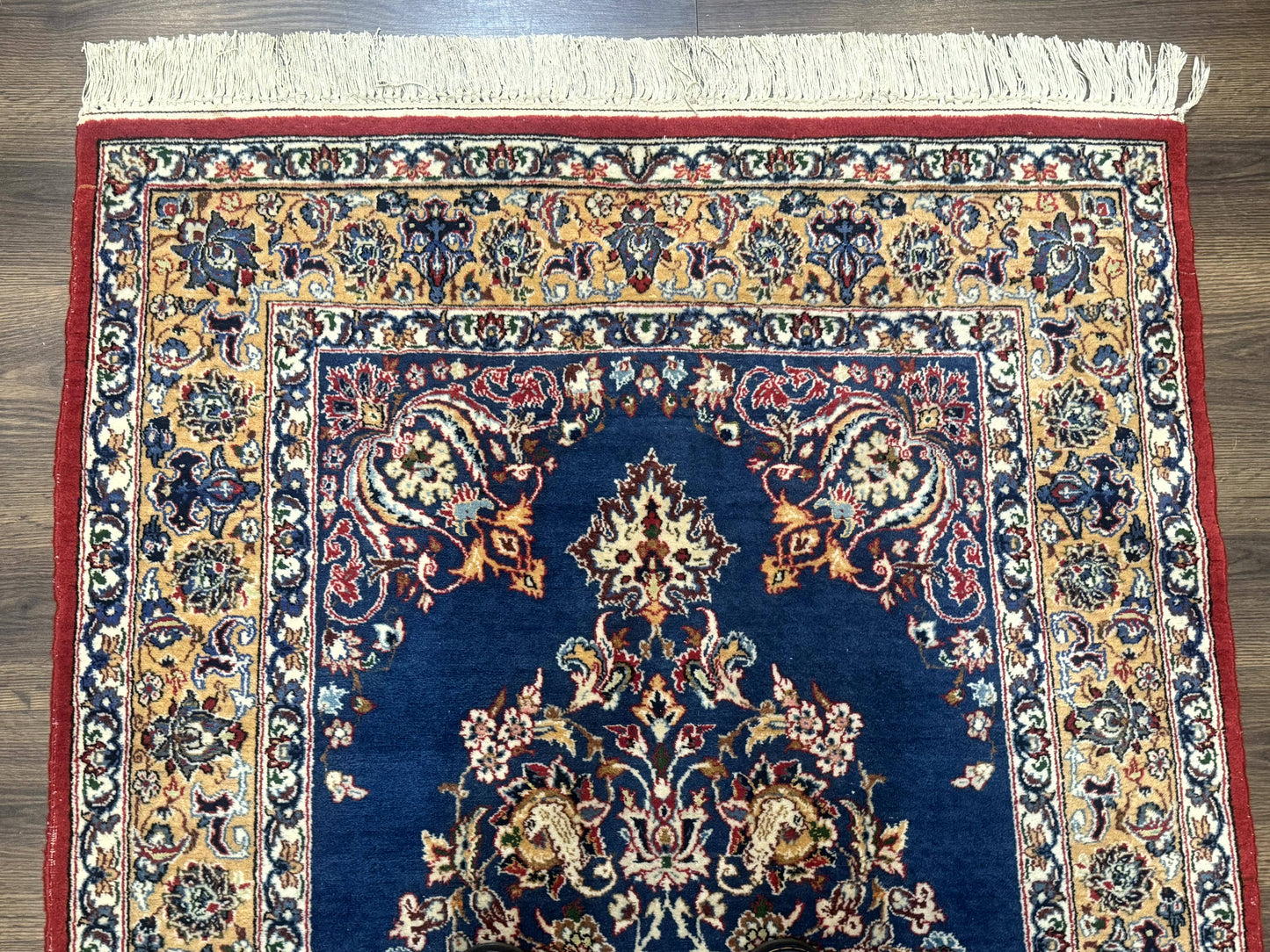 Blue Persian Qum Rug 3.6 x 5, Floral Medallion, Fine 310 KPSI - Nuvé