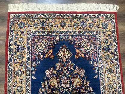 Blue Persian Qum Rug 3.6 x 5, Floral Medallion, Fine 310 KPSI - Nuvé