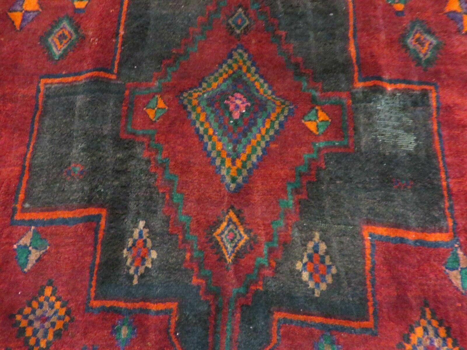 4' X 8' Antique Handmade India Geometric Oriental Wool Rug Veg Dyes Nice - Nuvé