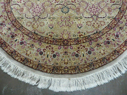 6' Handmade Fine Indian Wool Rug Carpet Round Silk Accent Beauty
