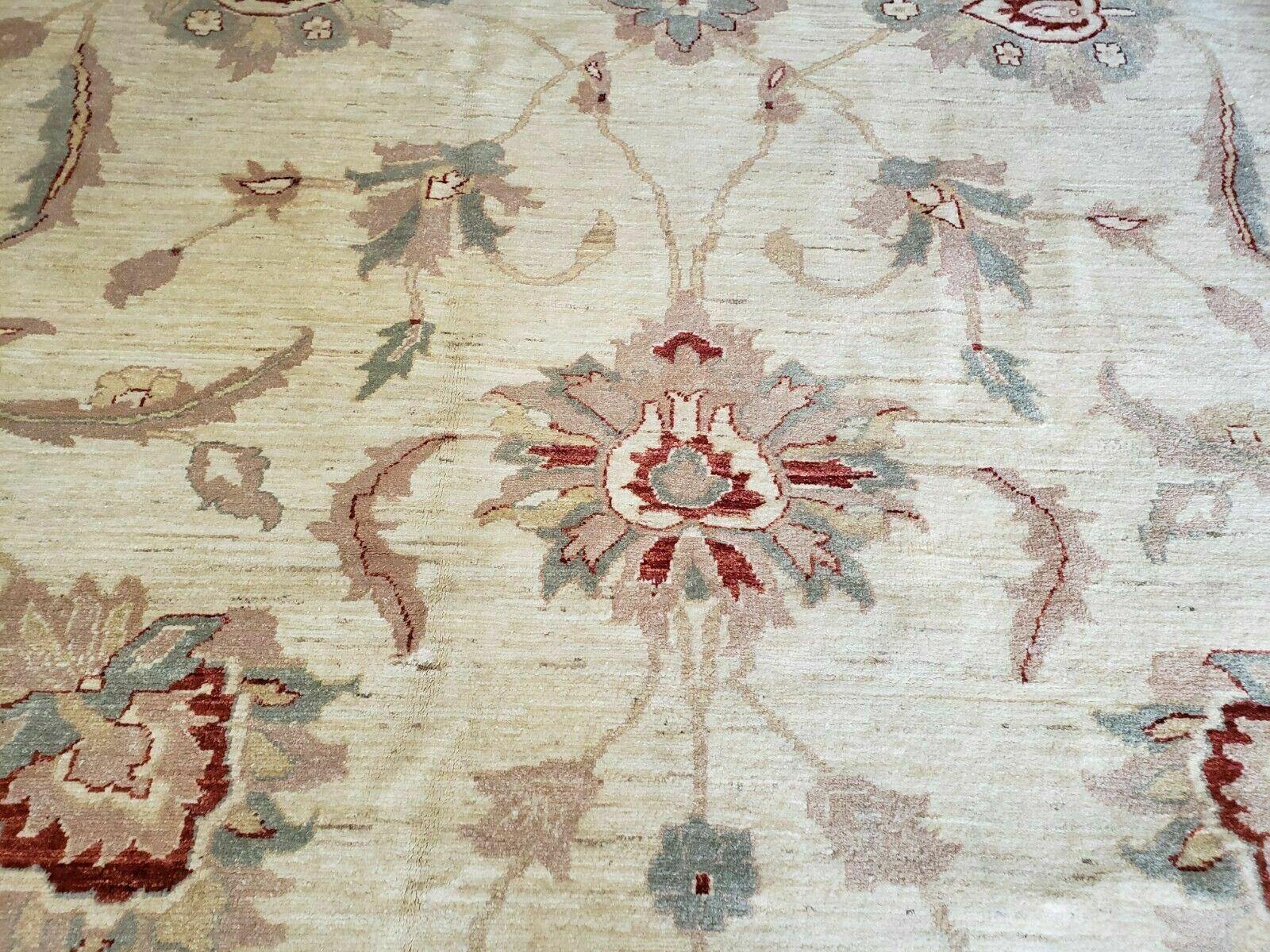 Peshawar Rug 10x14 Rug 10x14 Vintage Rug 10x14 Handmade Rug Chobi Rug Ivory Beige Red Rug - Nuvé