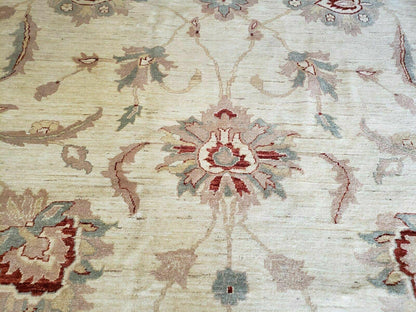 Peshawar Rug 10x14 Rug 10x14 Vintage Rug 10x14 Handmade Rug Chobi Rug Ivory Beige Red Rug - Nuvé