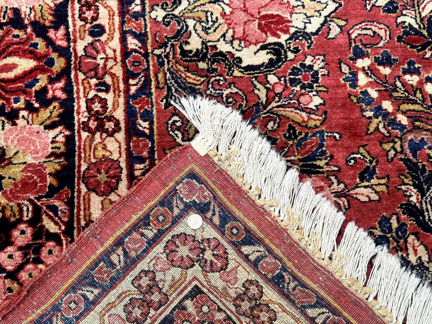 Large Antique Persian Sarouk Rug 11x18, Red, Floral Allover, Palace Size Wool Handmade Carpet - Nuvé