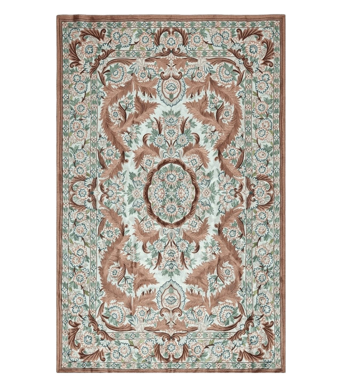 4' X 6' Vintage Embroidery Hand Stitched Rug Silk On Cotton India Backing Nice