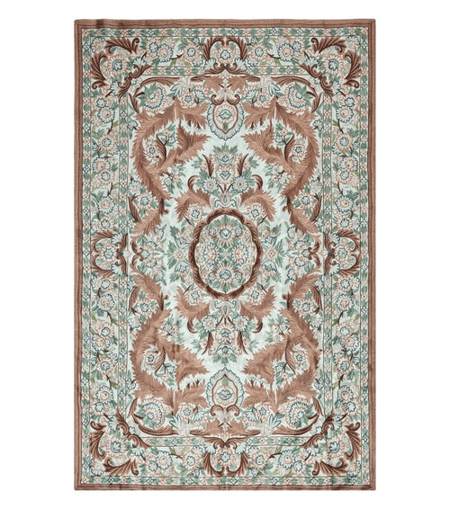4' X 6' Vintage Embroidery Hand Stitched Rug Silk On Cotton India Backing Nice