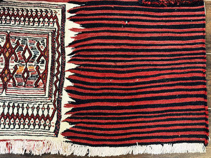 Persian Tribal Nomadic Saddle Cover Rug, Antique, Handmade, Wool, Red Ivory Black, Collectible, Shashavan - Nuvé