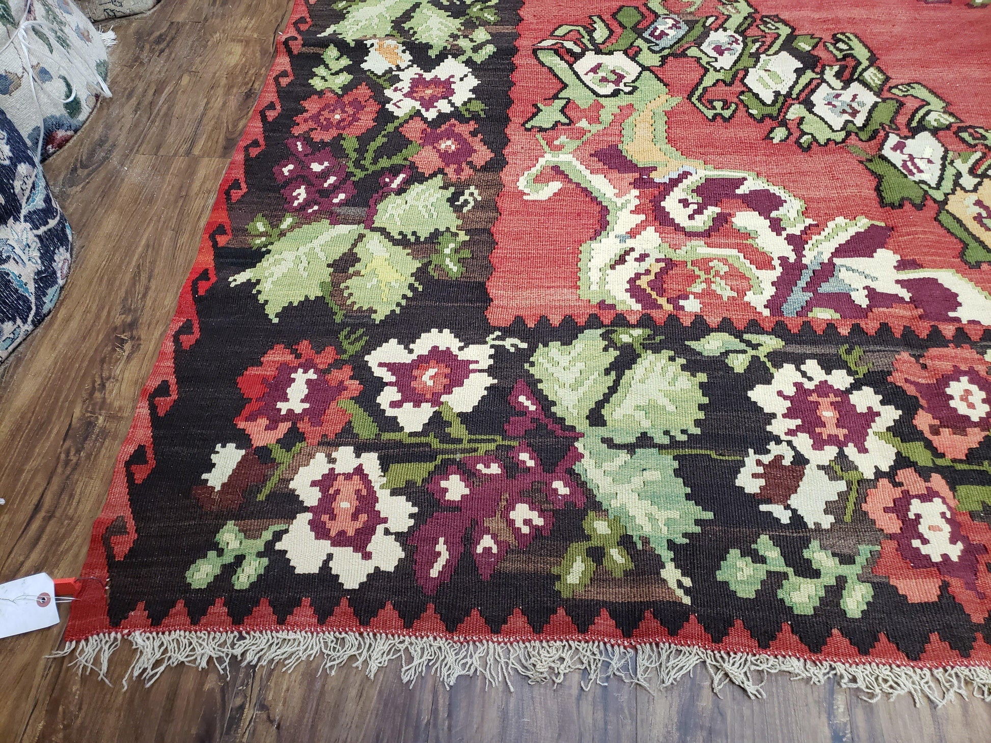 Karabakh Rug 8x11, Caucasian Kilim Rug, Vintage Antique Turkish Anatolian Azerbaijani Carpet, Wool Red & Black Hand-Woven 8 x 11 Living Room - Nuvé