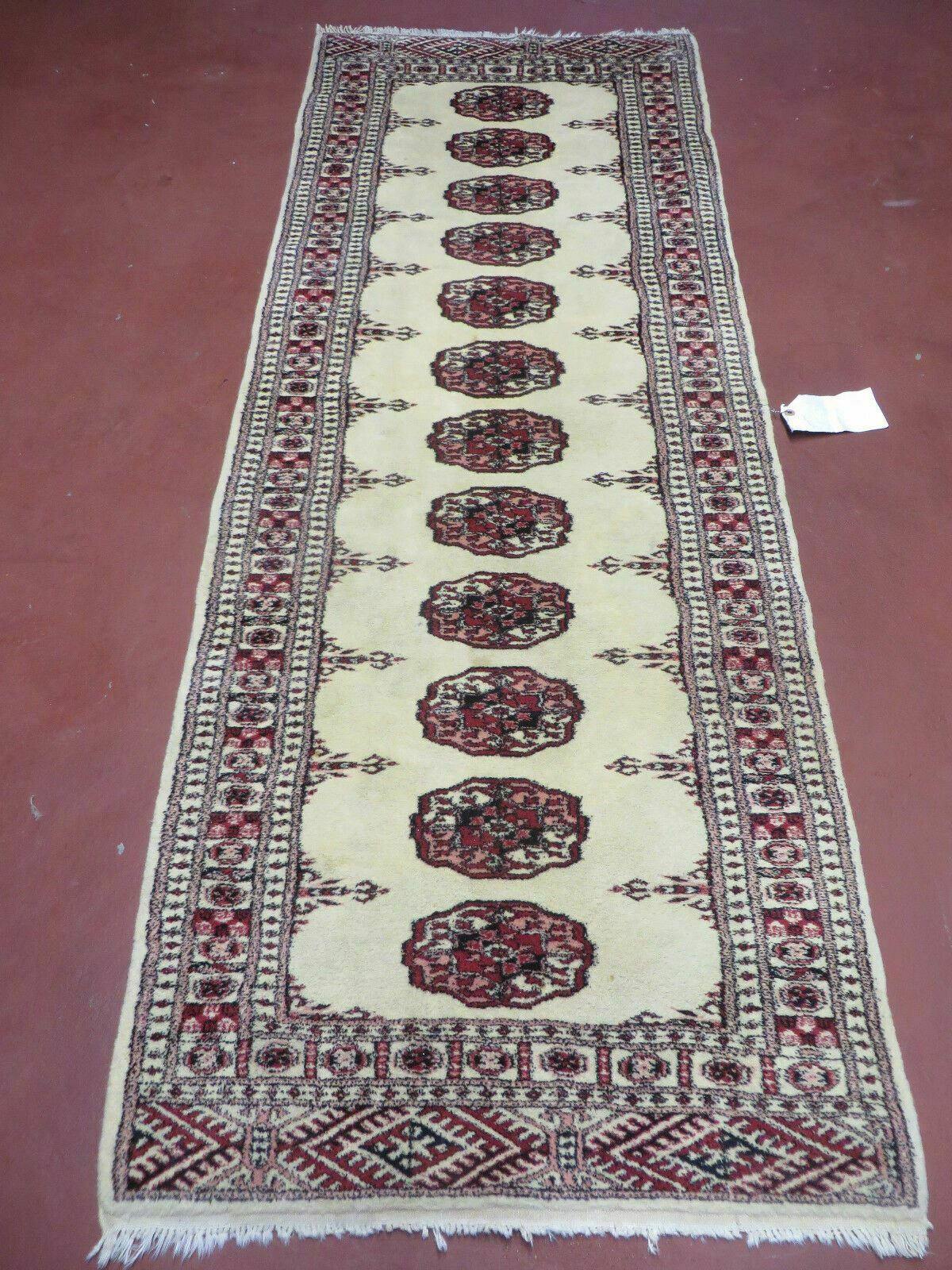 2' 7" x 7' Handmade Finely Knotted Pakistani Turkoman Bokhara Detailed Wool Rug