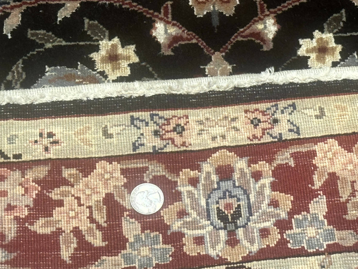 Black Sino Persian Rug 3x5, Wool with Silk Highlights, Floral, Fine 170 KPSI - Nuvé