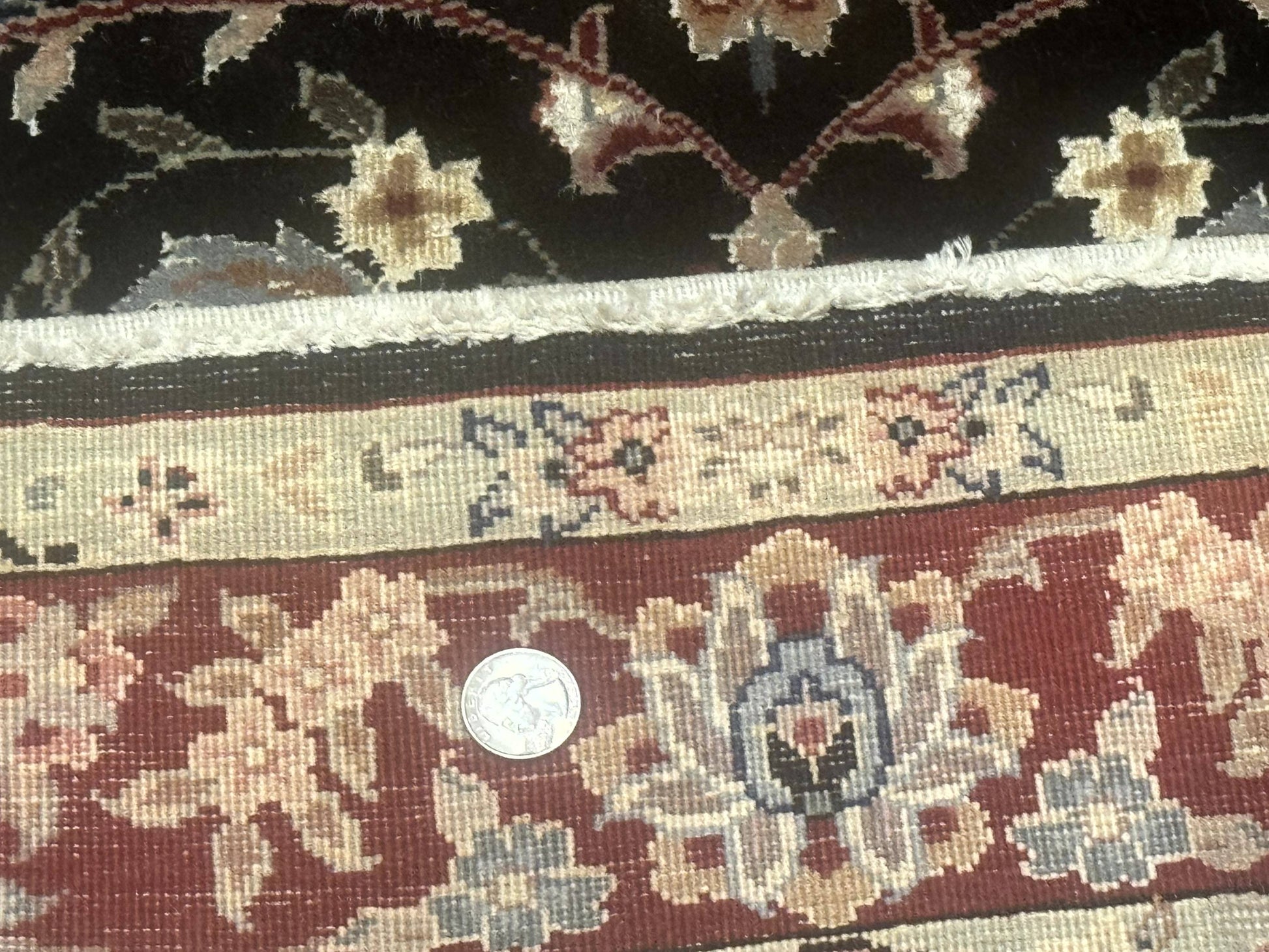 Black Sino Persian Rug 3x5, Wool with Silk Highlights, Floral, Fine 170 KPSI - Nuvé