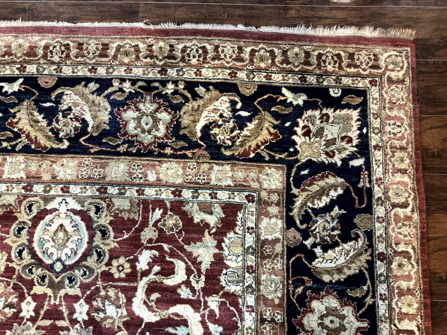 Palace Sized Indian Agra Rug 12x17, Wool Handmade Floral Allover Carpet - Nuvé