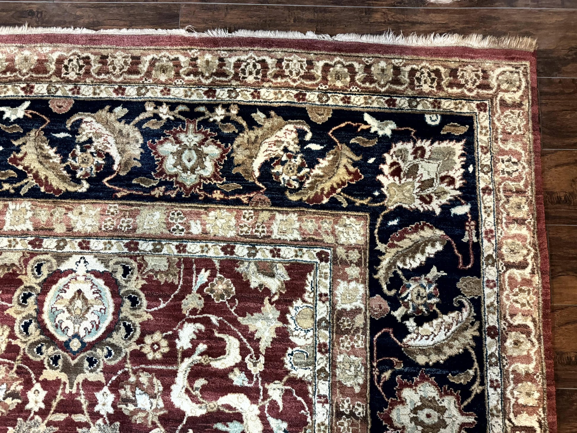 Palace Sized Indian Agra Rug 12x17, Wool Handmade Floral Allover Carpet - Nuvé